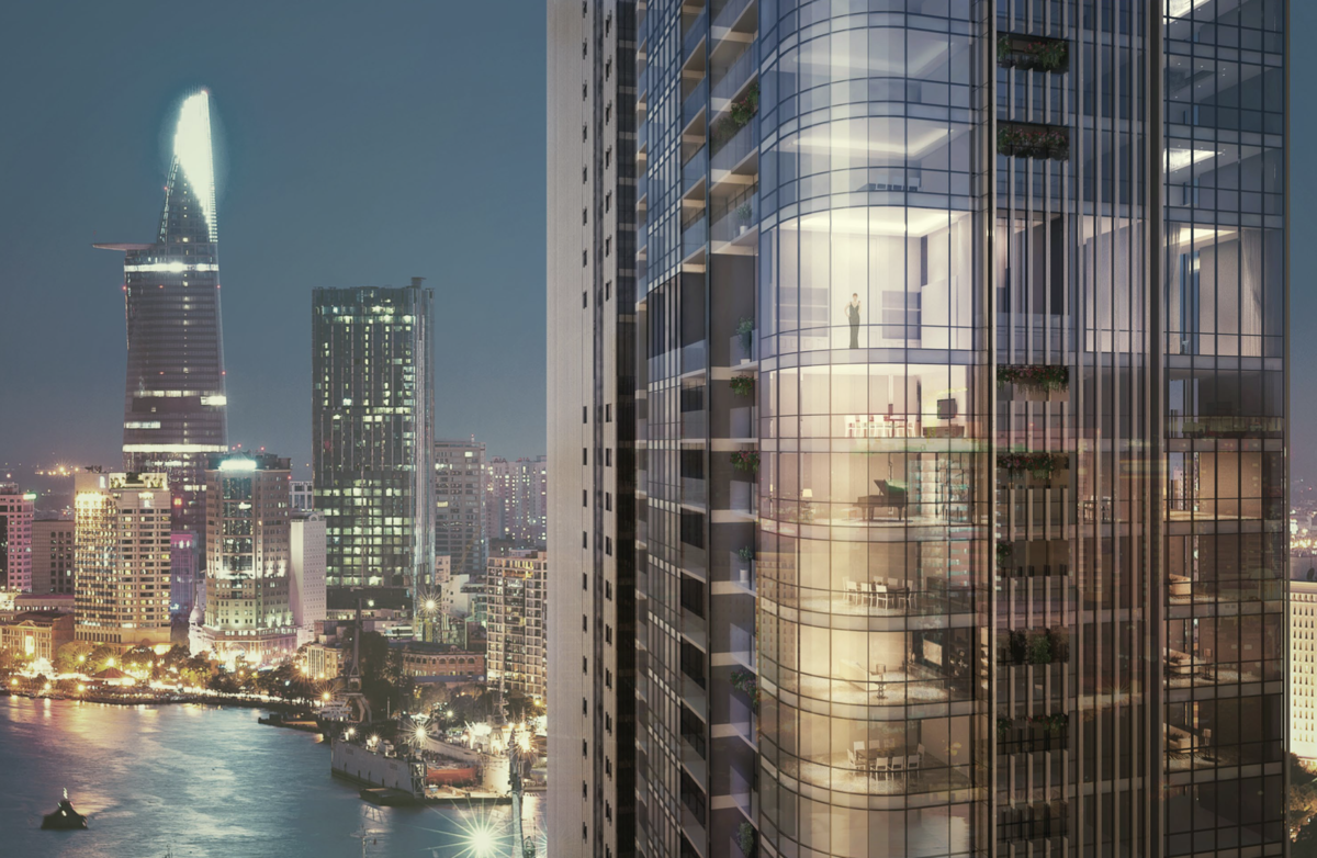 Vinhomes Golden River THE AQUAの夜の外装